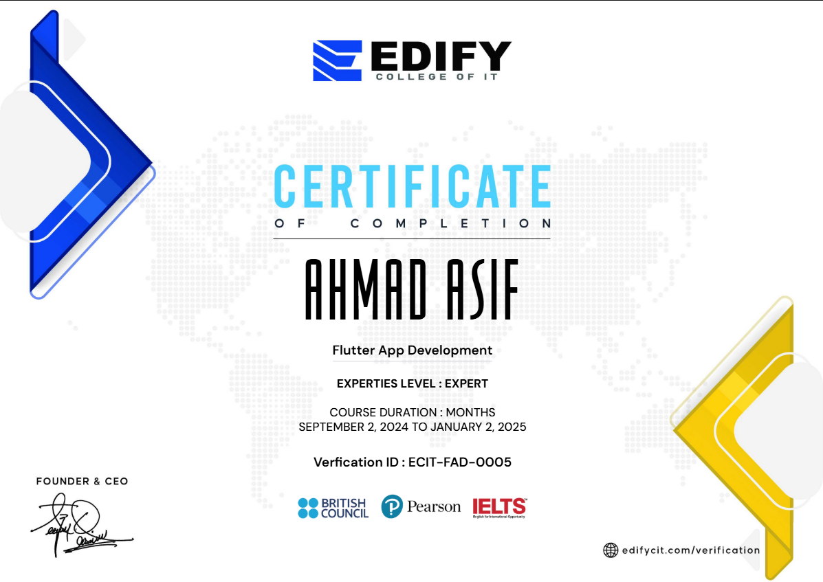 FLutter App Development Certification